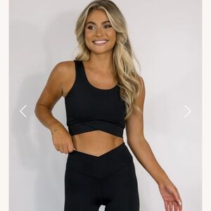 Salt Project Refine Ribbed Crossover Crop Top, Black, M